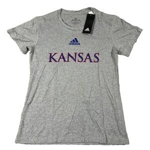 Adidas Womens‎ Kansas Jayhawks Small Gray Basketball Performance Creator Tee NWT